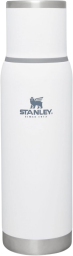 A white stanley water bottle on a white background