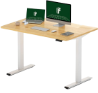 an adjustable desk one laptop and one monitor on a white background