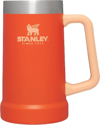 an orange Stanley Adventure Big Grip Beer Stein on a white background