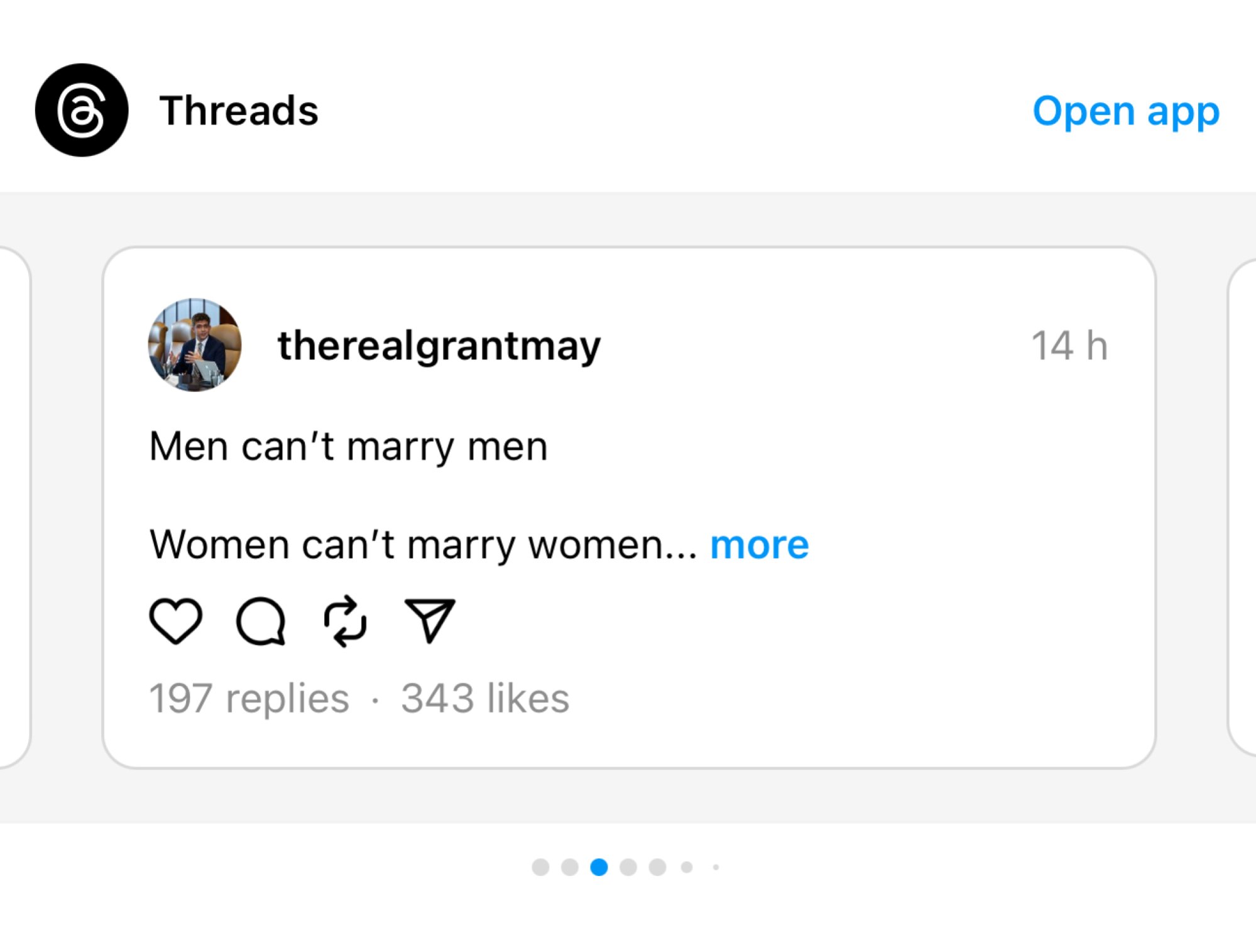 A screenshot of a suggested Threads posts on Instagram.