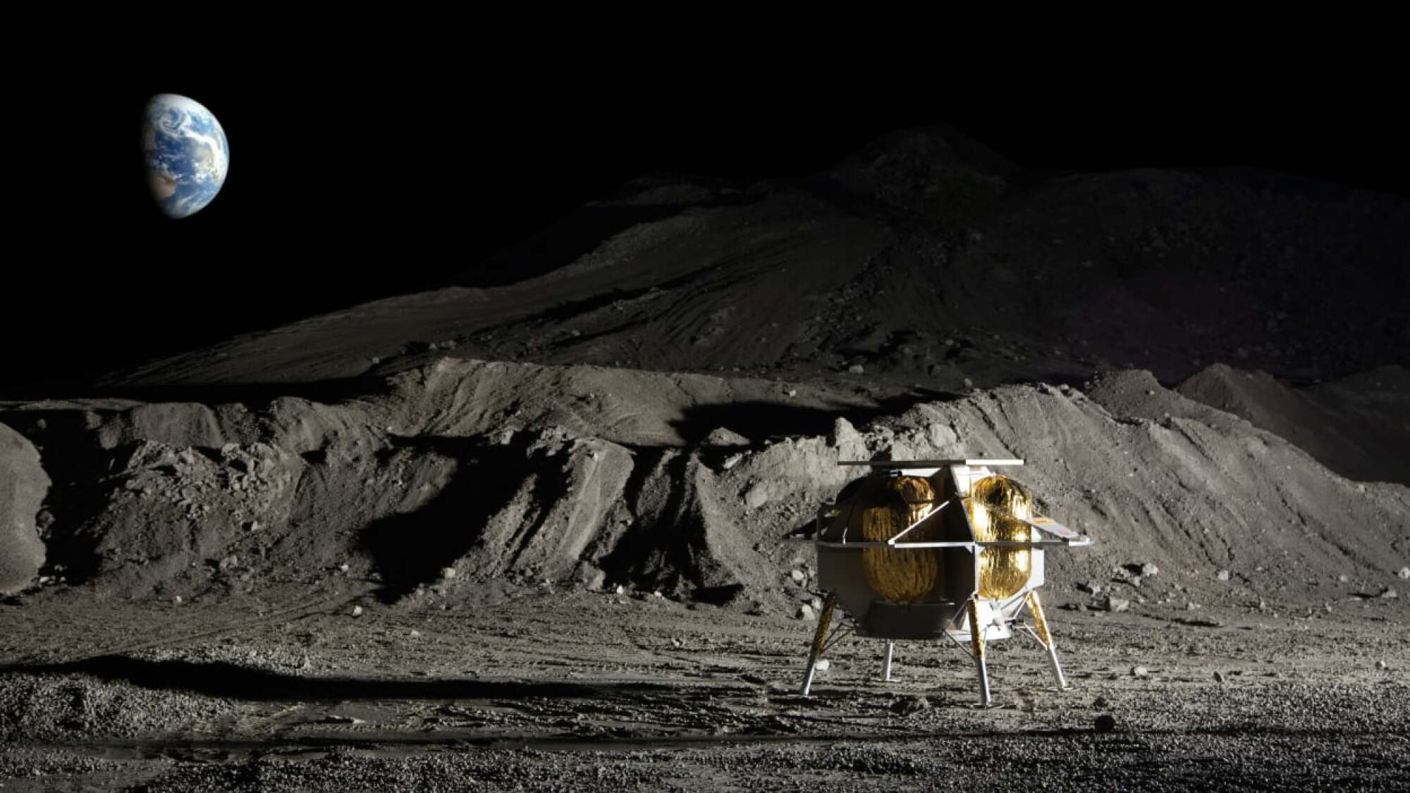 Lander sitting on the moon