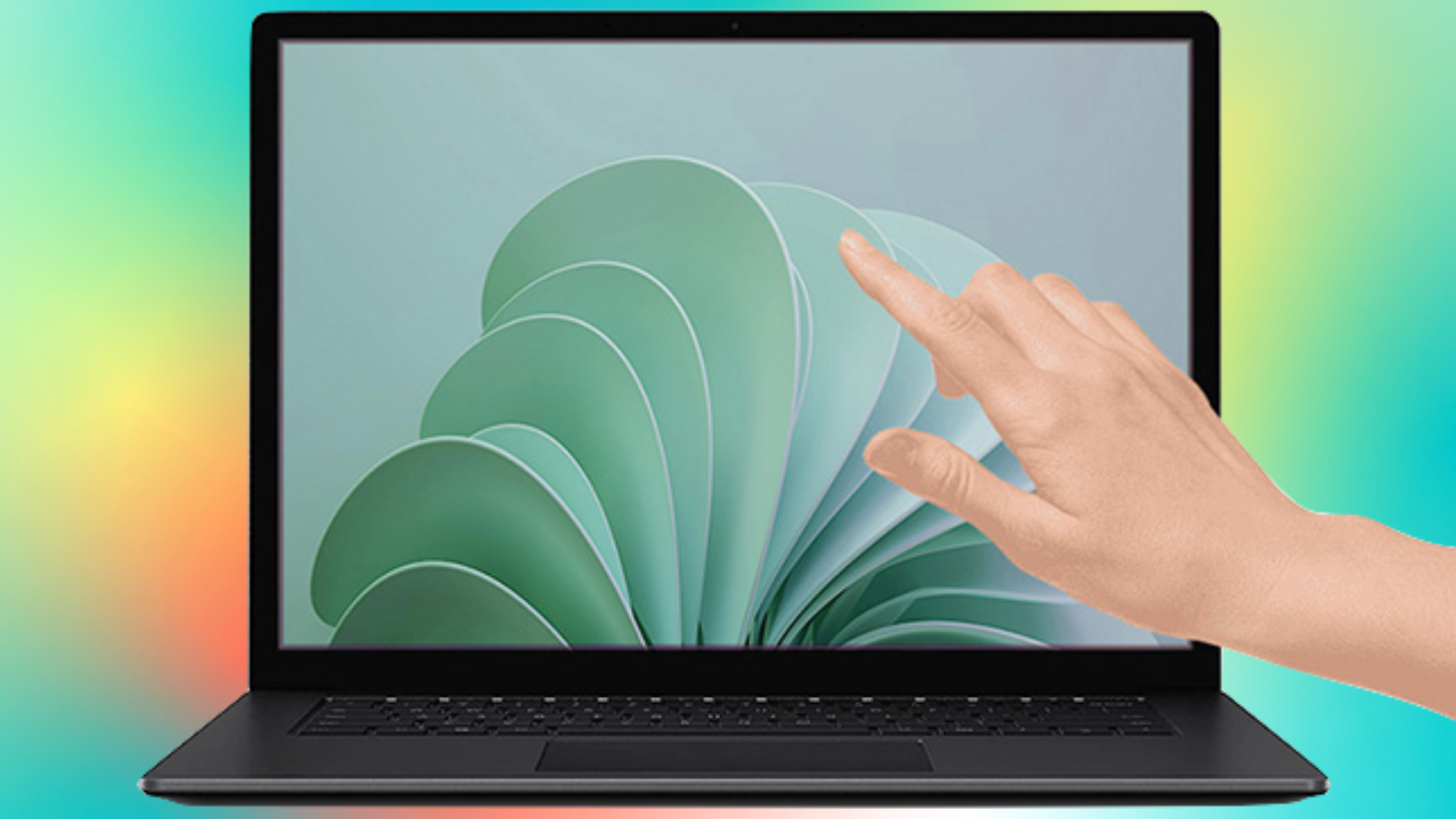 person touching Surface laptop screen.
