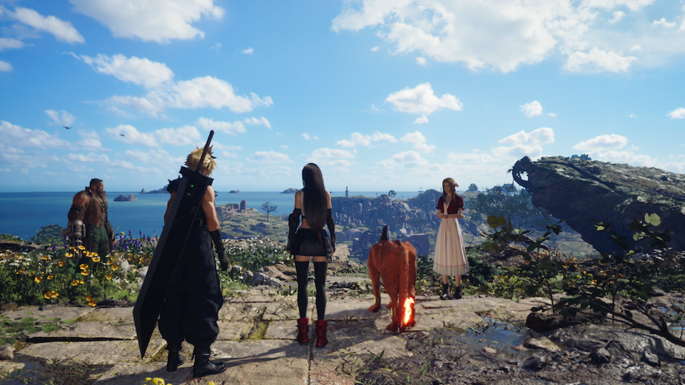 Final Fantasy VII Rebirth characters look into the horizon