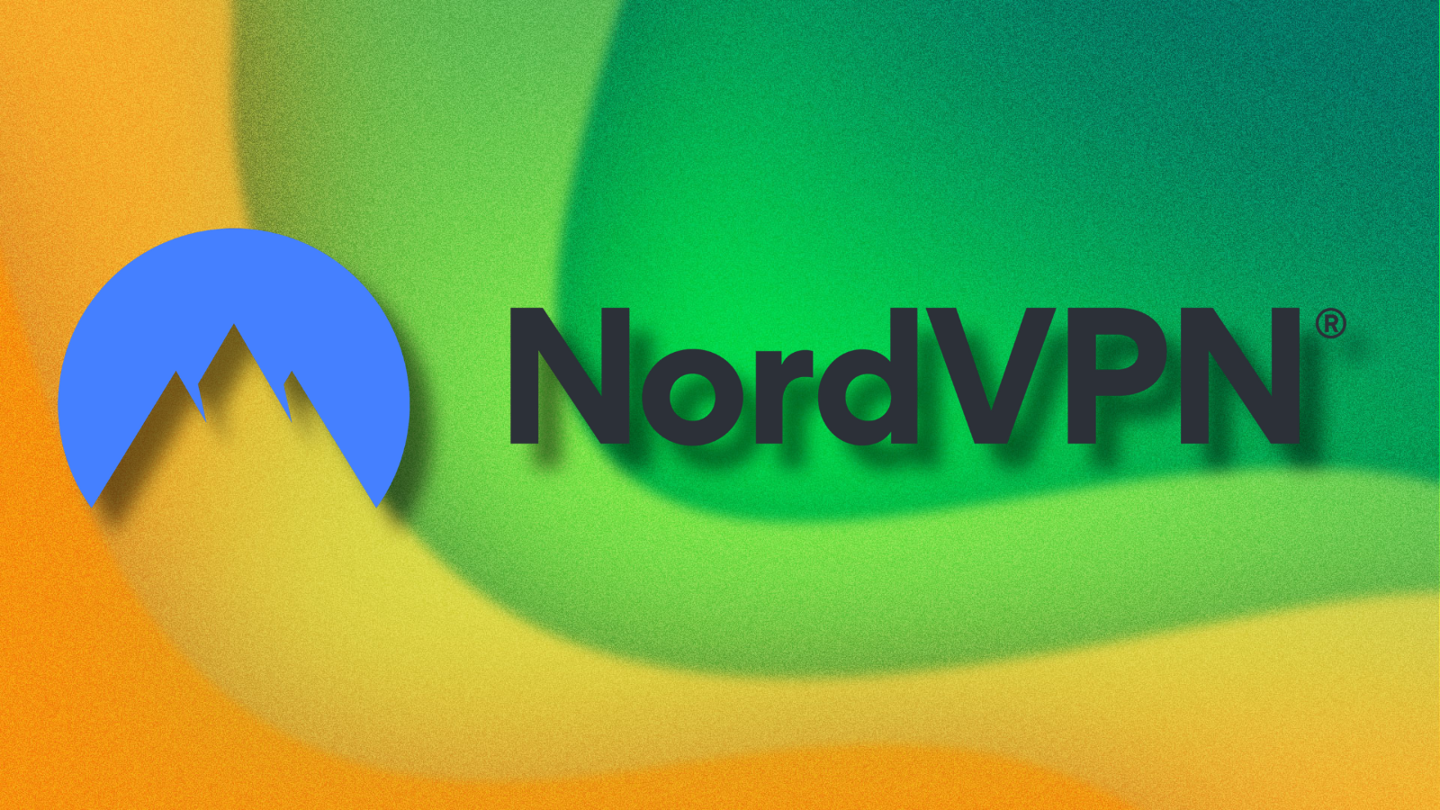 NordVPN logo on green and yellow abstract background