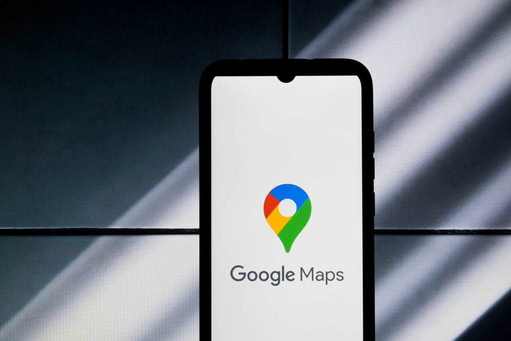 Google maps logo on phone screen