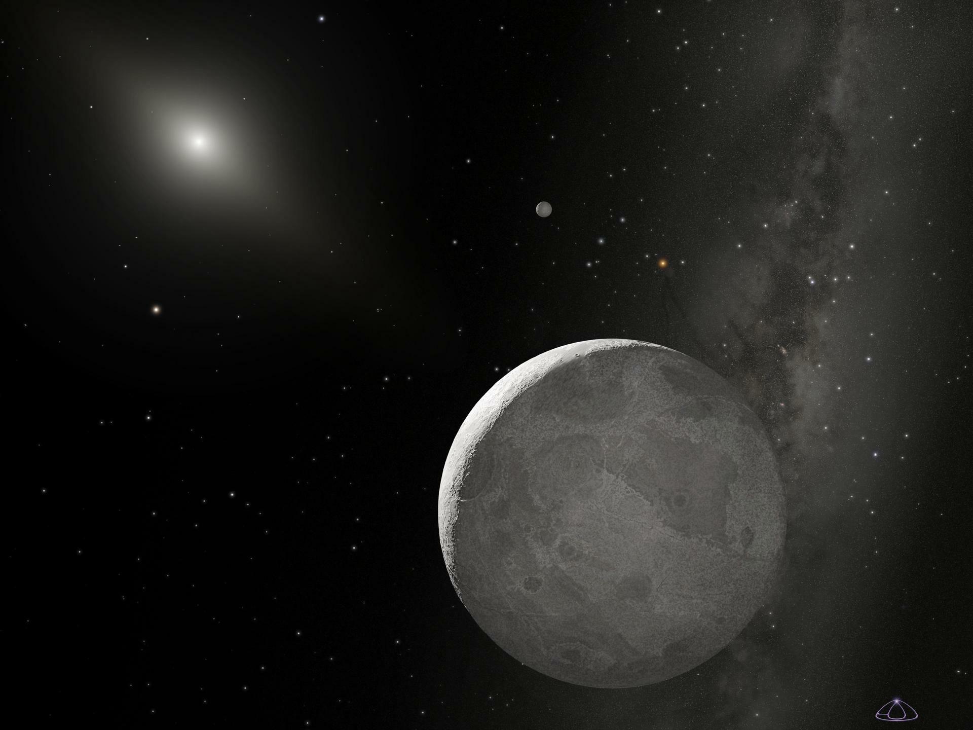 Two Kuiper Belt objects in the distant solar system (illustration)