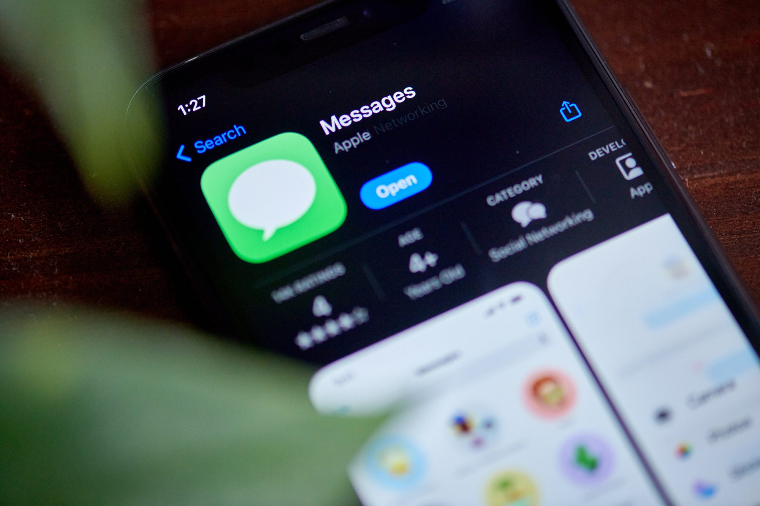 The Apple Messages app in the Apple App Store on a smartphone