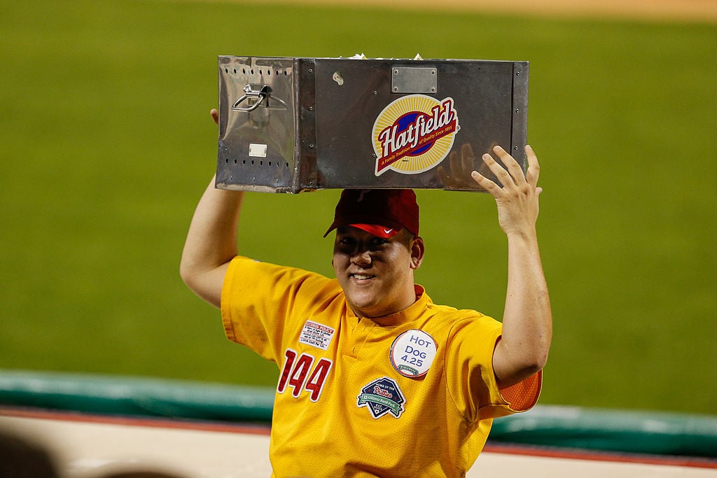 hot dog vendor at a stadium