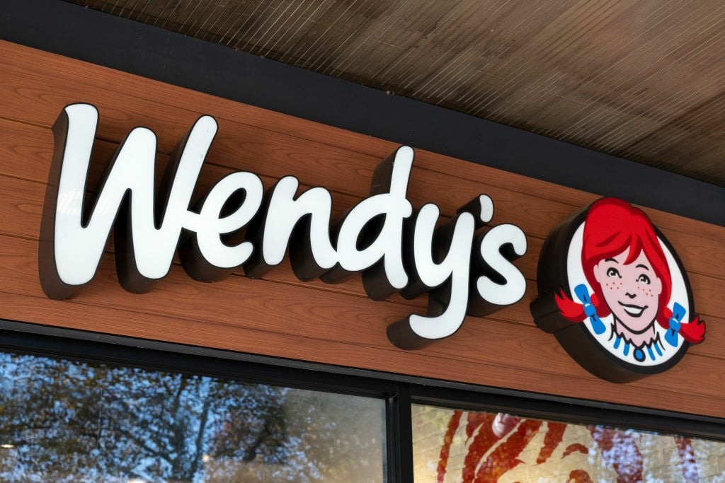 Sign for the fast food brand Wendy's.