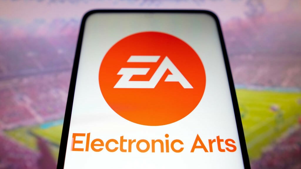 The Electronic Arts Inc. (EA) logo seen displayed on a smartphone screen.