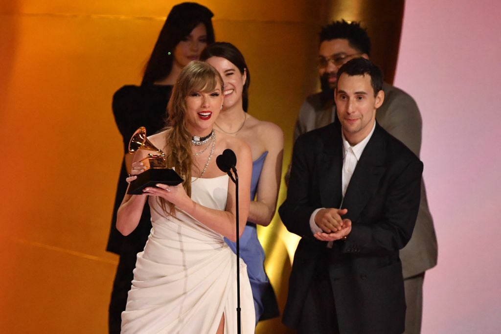 US singer-songwriter Taylor Swift accepts the Album Of The Year award for 