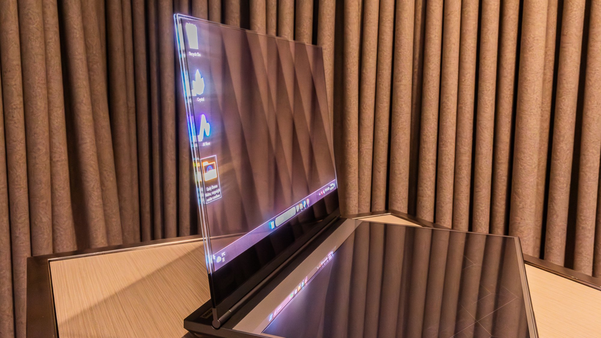 Side view of Lenovo transparent laptop