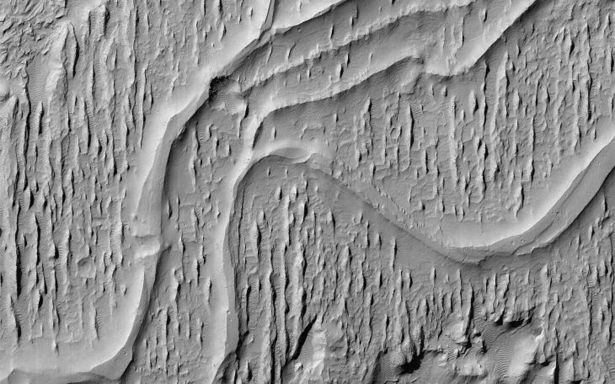Dried-up evidence of ancient rivers on Mars. 