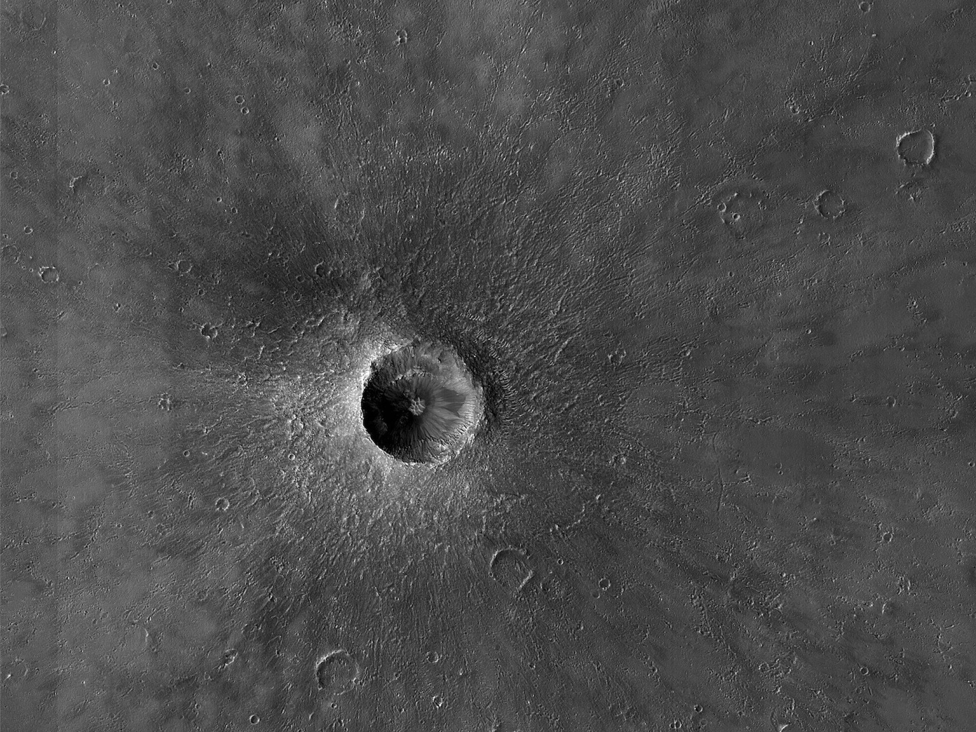 The "very recent" impact crater spotted in the equatorial region of Mars.