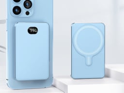 speedy mag chargers and iPhone in blue