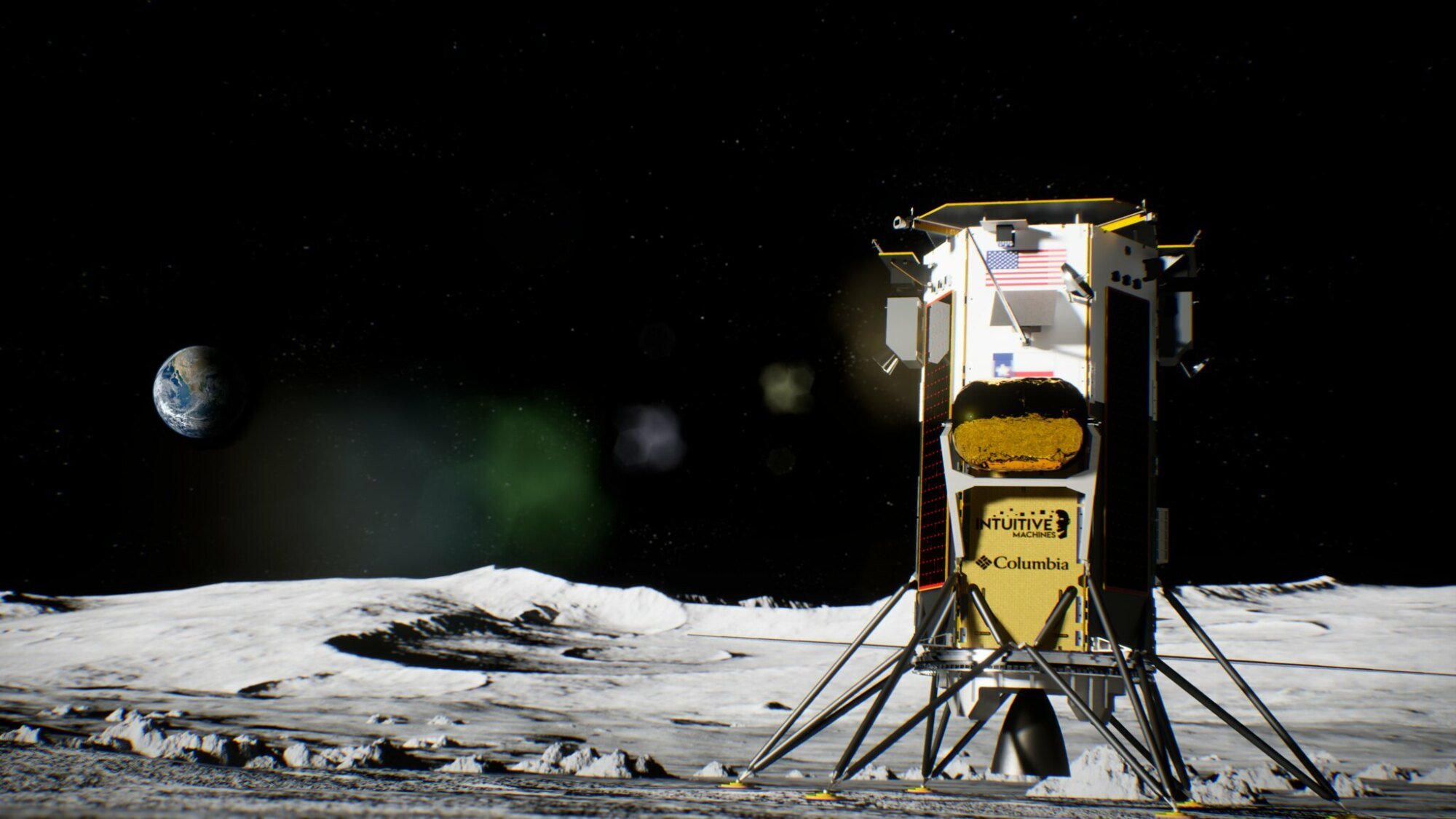 Nova-C lander landing on the moon