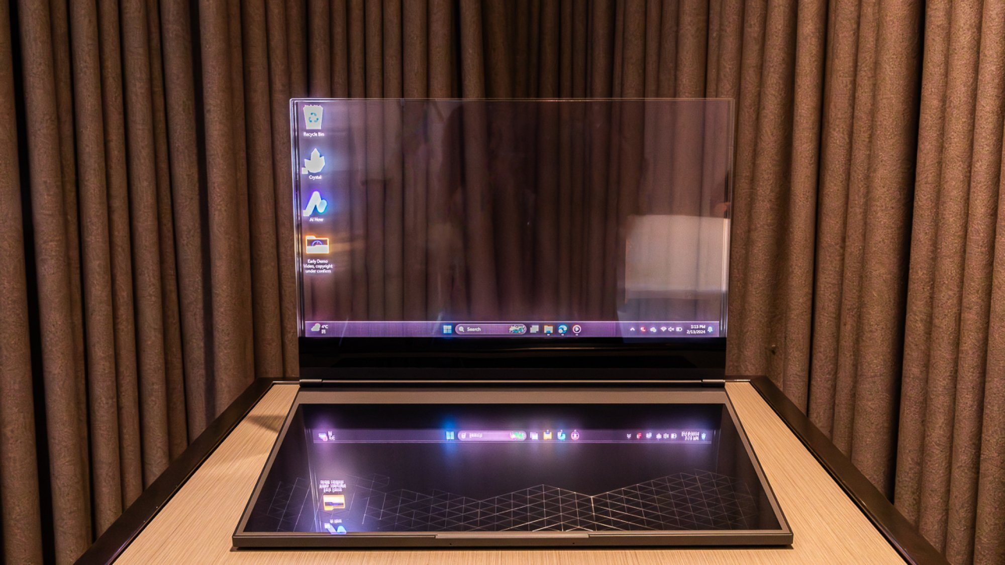 Lenovo ThinkBook Transparent Display Laptop on a table