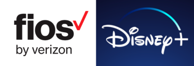 Disney+ and Verizon Fios logos side by side