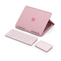 casa pop-up desk unfolded with keyboard and touchpad out