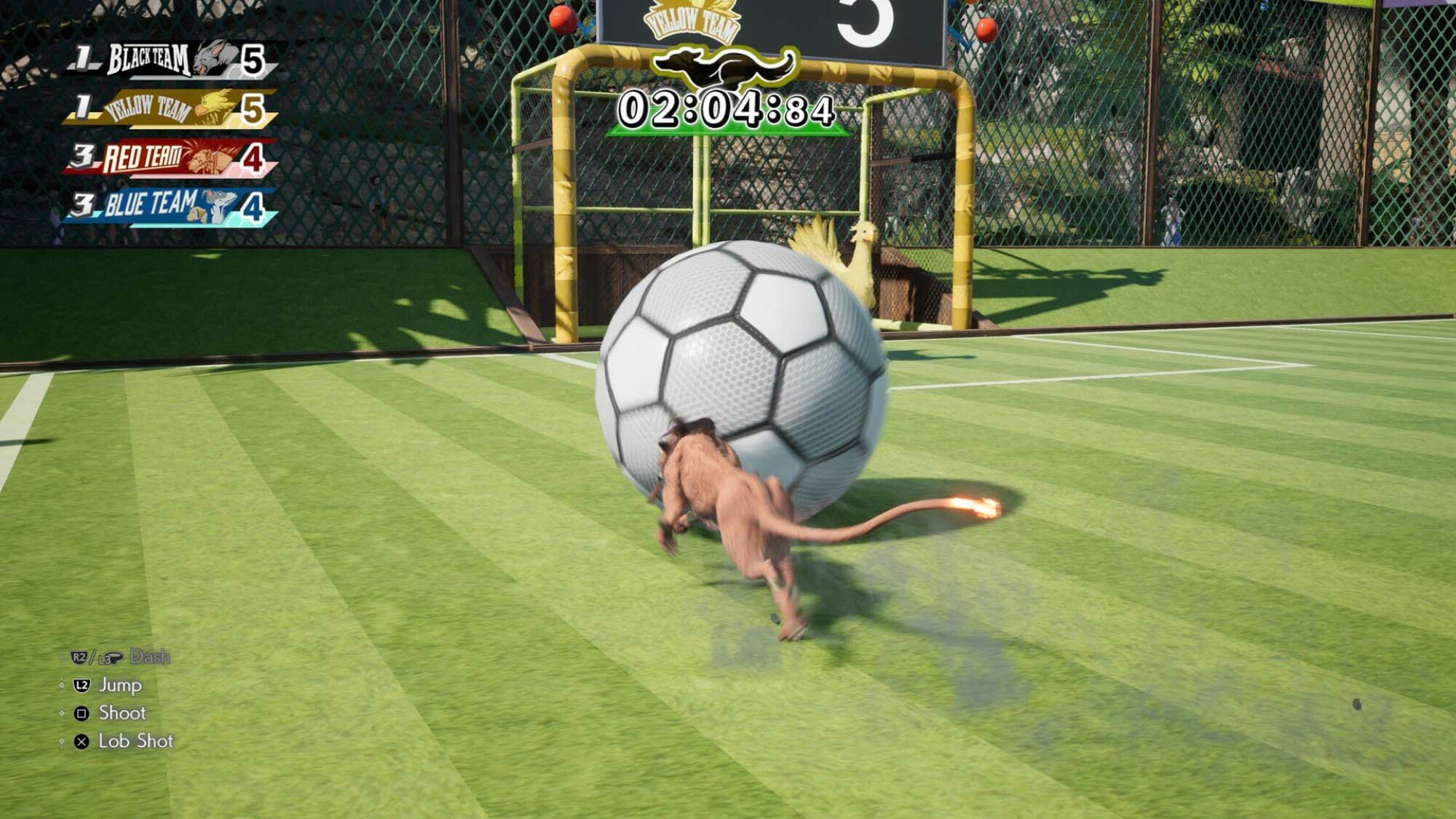 Red XIII playing soccer in Final Fantasy VII Rebirth