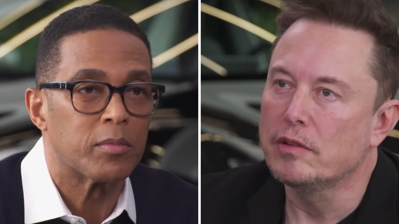 A composite of Don Lemon and Elon Musk on 