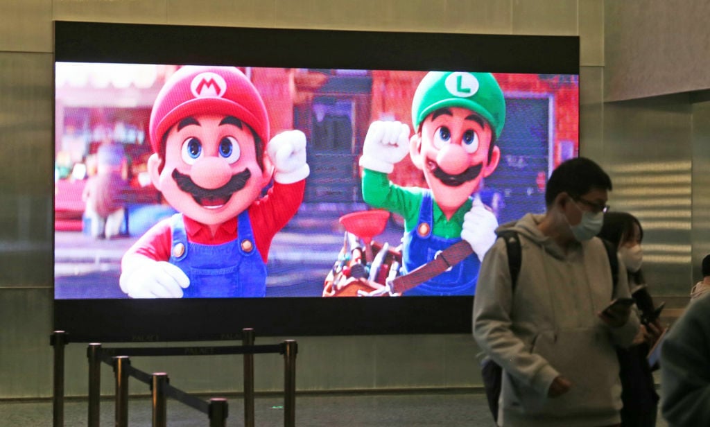Super Mario Bros. movie being projected in public in Shanghai