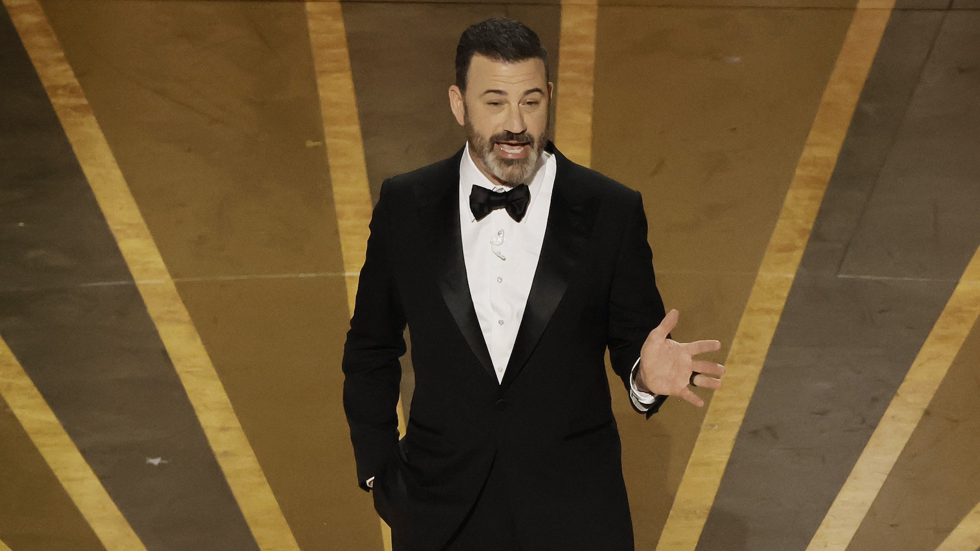 Host Jimmy Kimmel speaks onstage during the 95th Annual Academy Awards at Dolby Theatre
