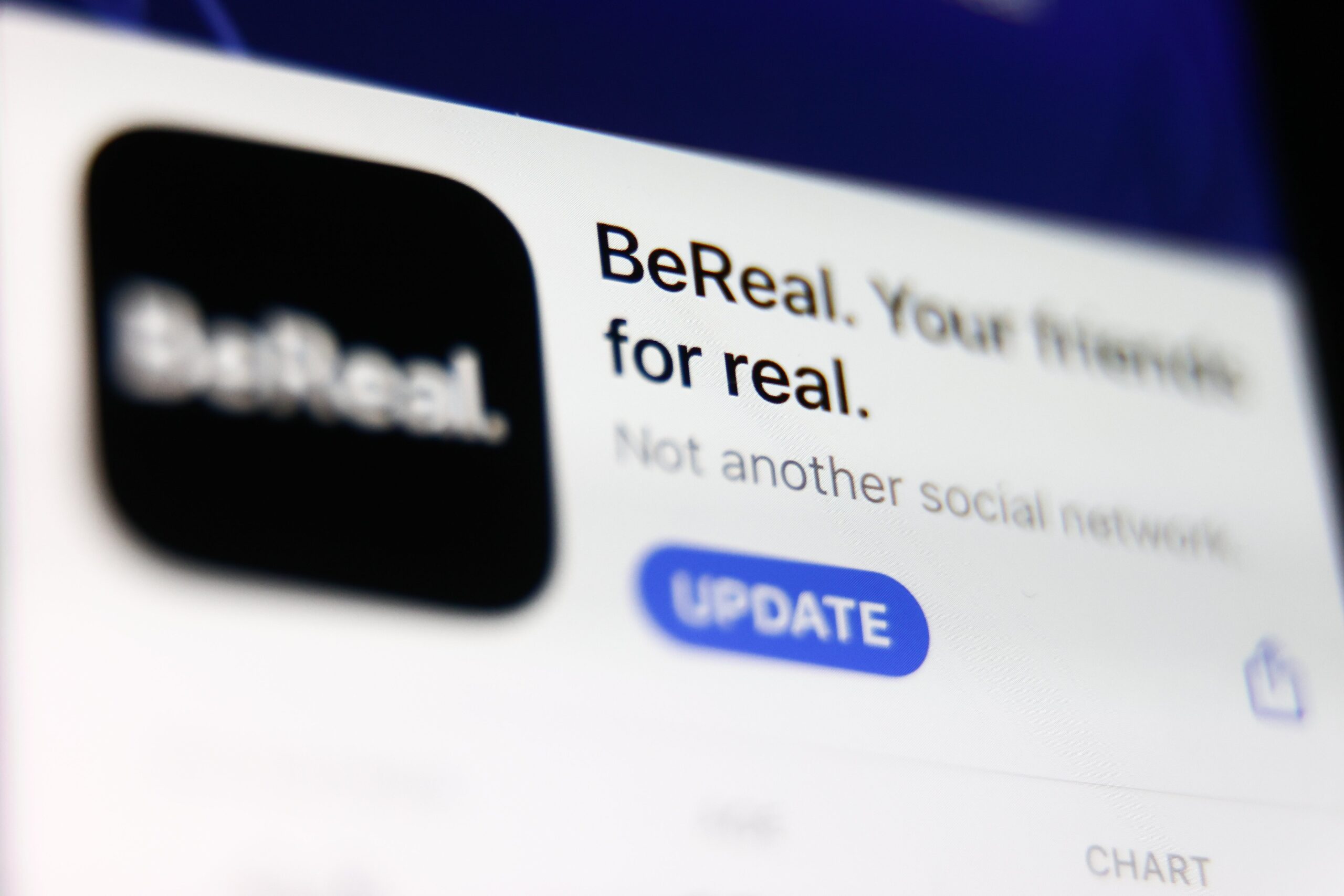 A photo of the BeReal app listing in the app store.