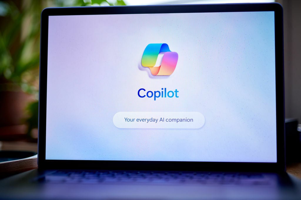 Microsoft Copilot logo on a laptop screen