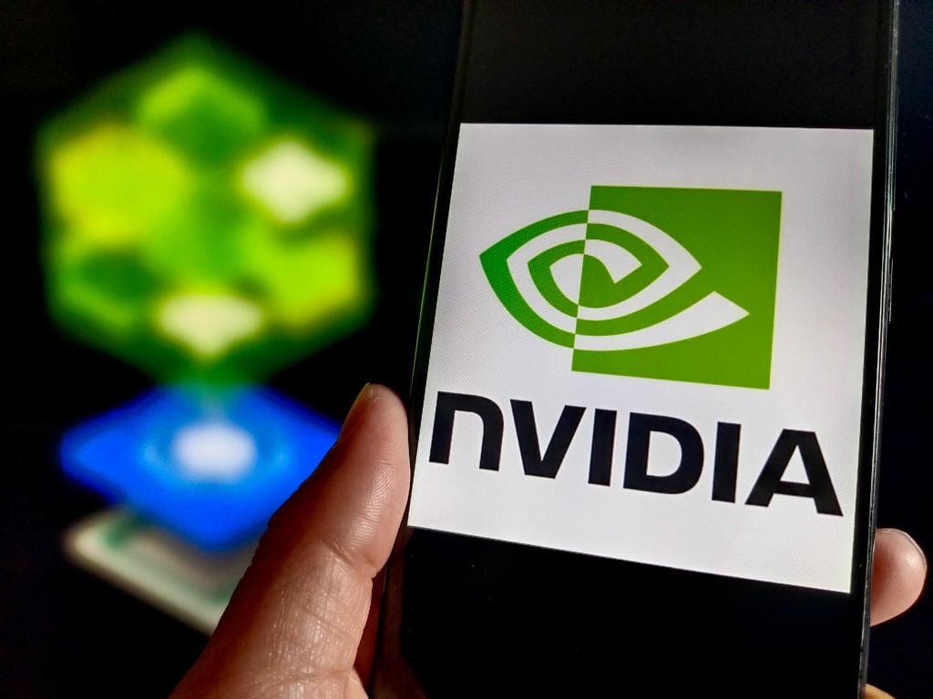 Nvidia logo on phone screen