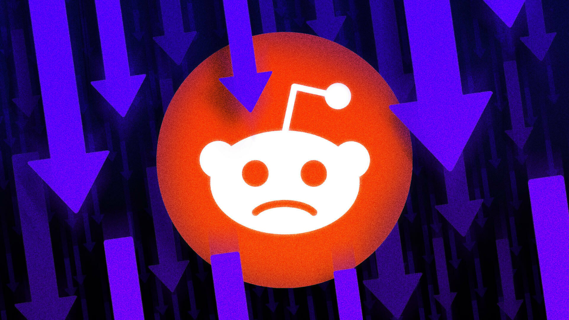 reddit logo with downward arrows