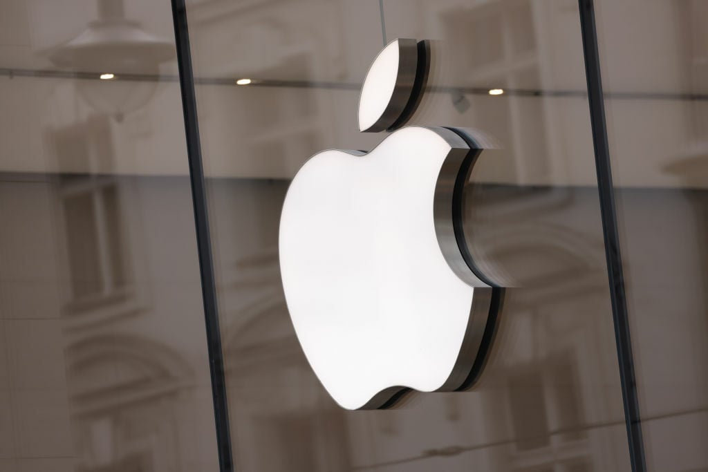 Apple logo on window