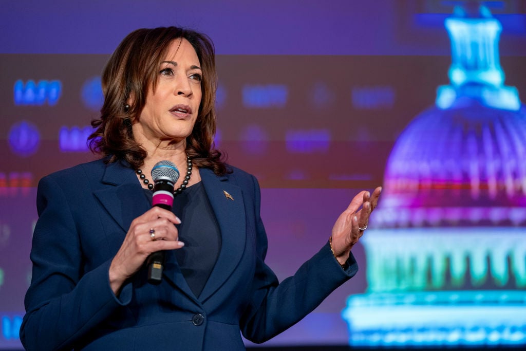 Vice President Kamala Harris speaking at a live event