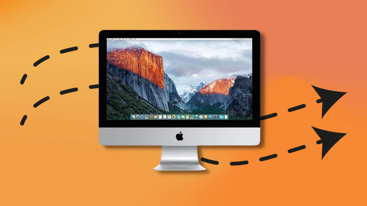 2015 iMac on orange background
