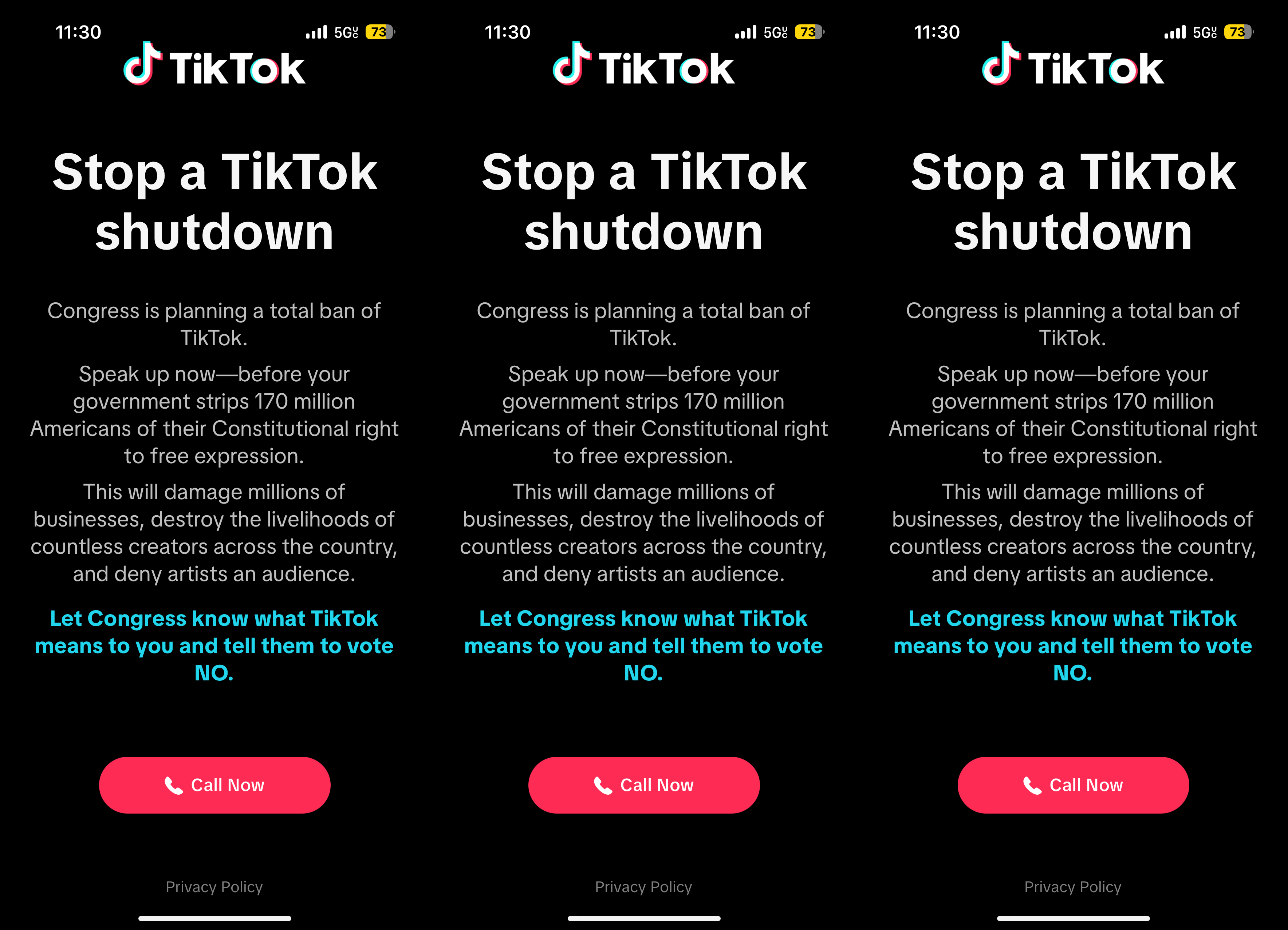 A screenshot of a TikTok popup