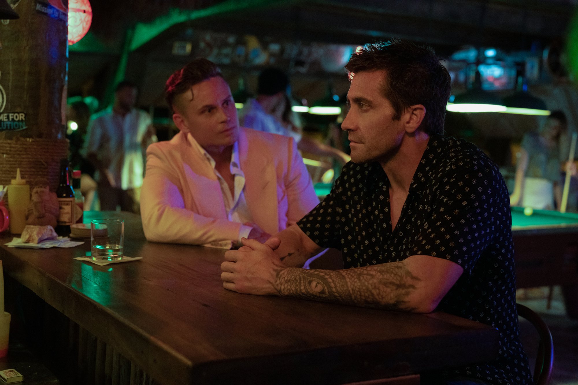 Jake Gyllenhaal and Billy Magnussen in "Road House."