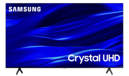 Samsung 4K TV with abstract blue and black screensaver