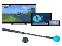 PhiGolf golf simulator and swing stick