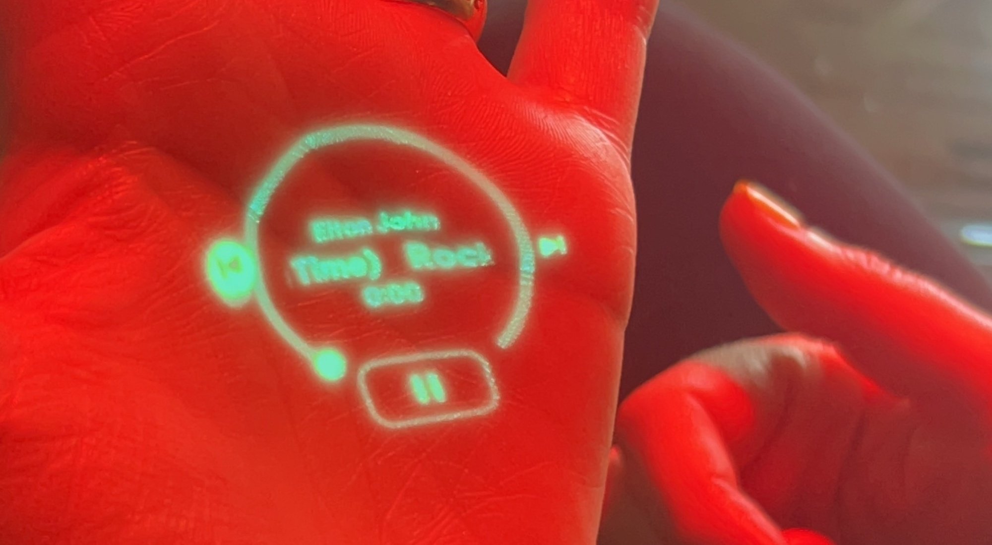 laser projection against the palm of a hand