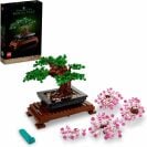 lego set on a bonsai tree with cherry blossoms on a white background