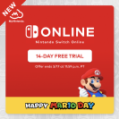 Screenshot of Nintendo Switch Online 14-day free trial promo