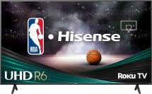 Hisense TV with NBA logo and basketball on screen