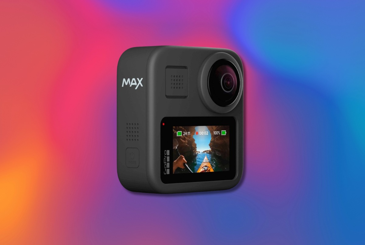 gopro against a colorful background 