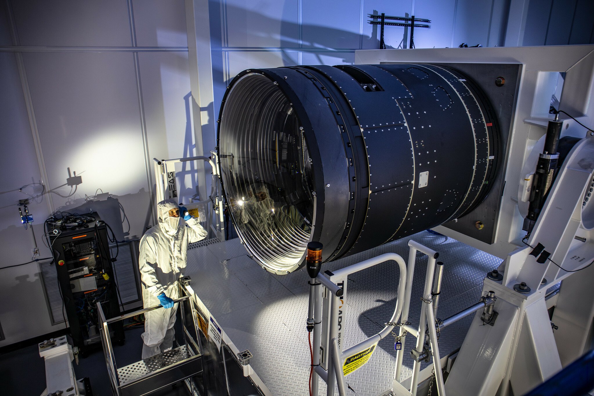 The completed LSST Camera at the SLAC National Accelerator Laboratory.