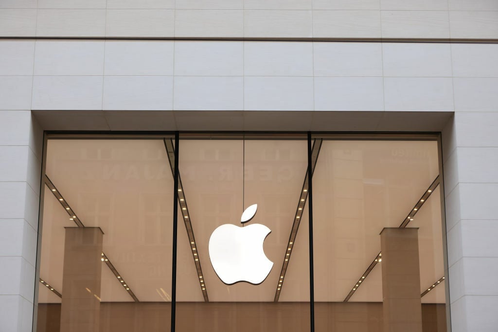 Apple logo on window