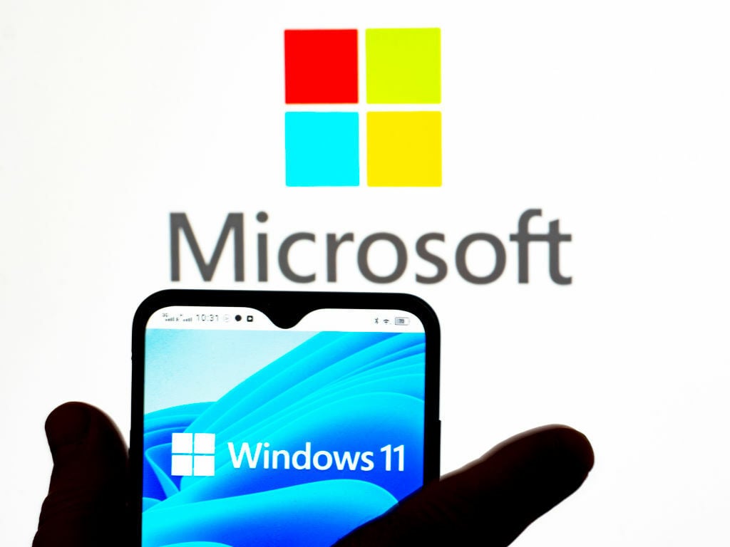 Windows 11 logo on phone screen