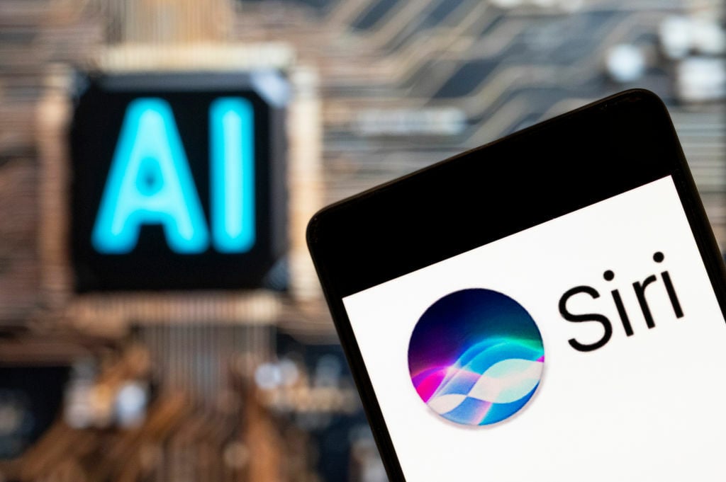 Siri logo on a smartphone with the word 