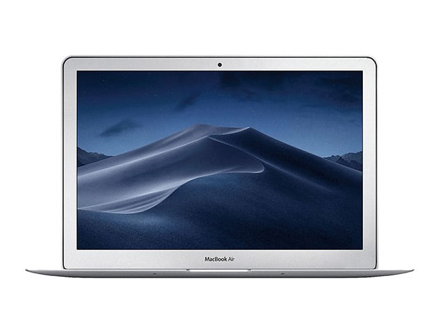 Silver laptop on white background.