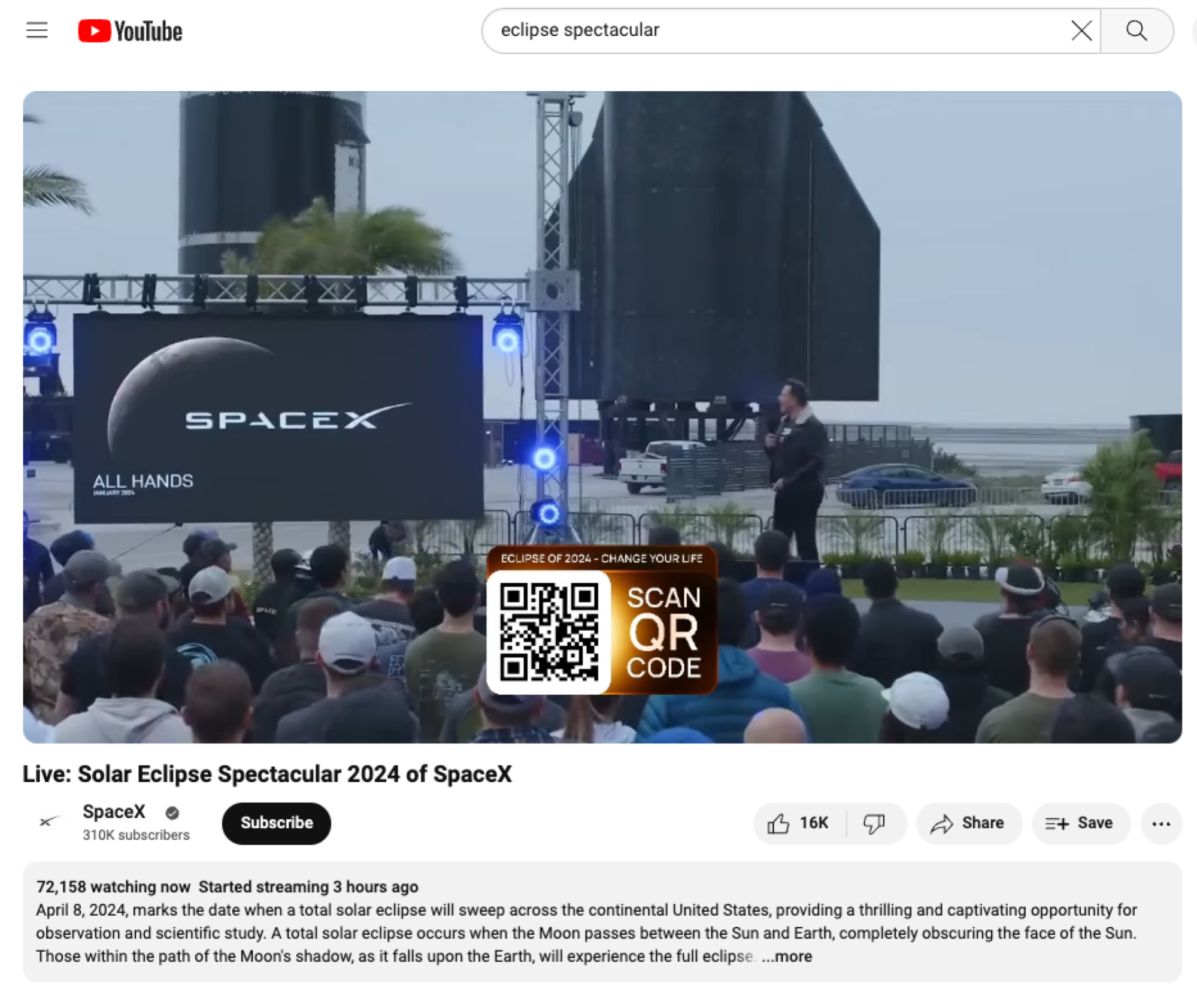 Fake SpaceX YouTube Livestream