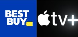 best buy and apple TV+ logos side by side